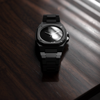 ValoraTime Eclipse watch lifestyle photograph resting on a dark wood desk.