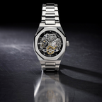 ValoraTime Phantom watch lifestyle photograph on a dark brushed metal surface with reflection.