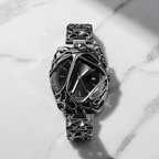 ValoraTime Polaris watch lifestyle photograph on a white marble surface, alternate composition.