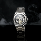 ValoraTime Phantom watch atmospheric product photograph with a subtle smoke effect.