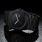 ValoraTime Eclipse watch product photograph with a wet, water-droplet effect on a dark surface.