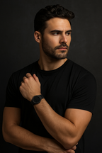 Lifestyle portrait photograph associated with the ValoraTime Pure watch.