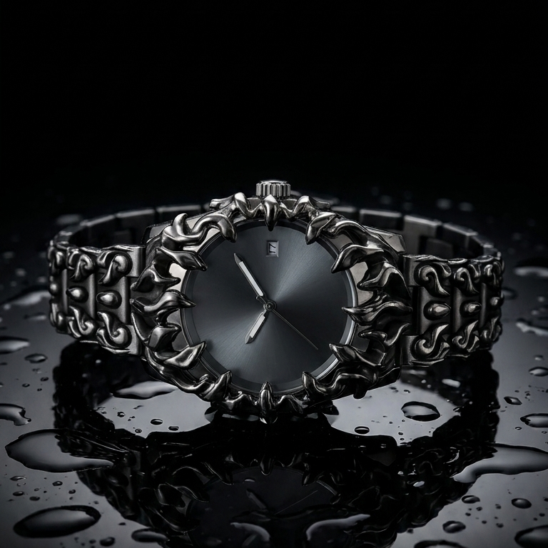 ValoraTime Specter watch in a vertical-format product photograph for Stories and vertical ads.